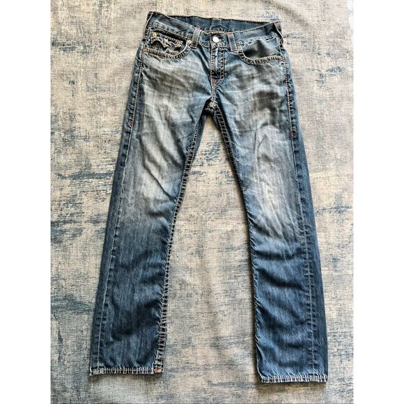 True Religion Distressed Faded Straight Leg 32 x 34 - Picture 1 of 10